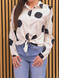 👉 Camicia satinata a pois gialla e bianca