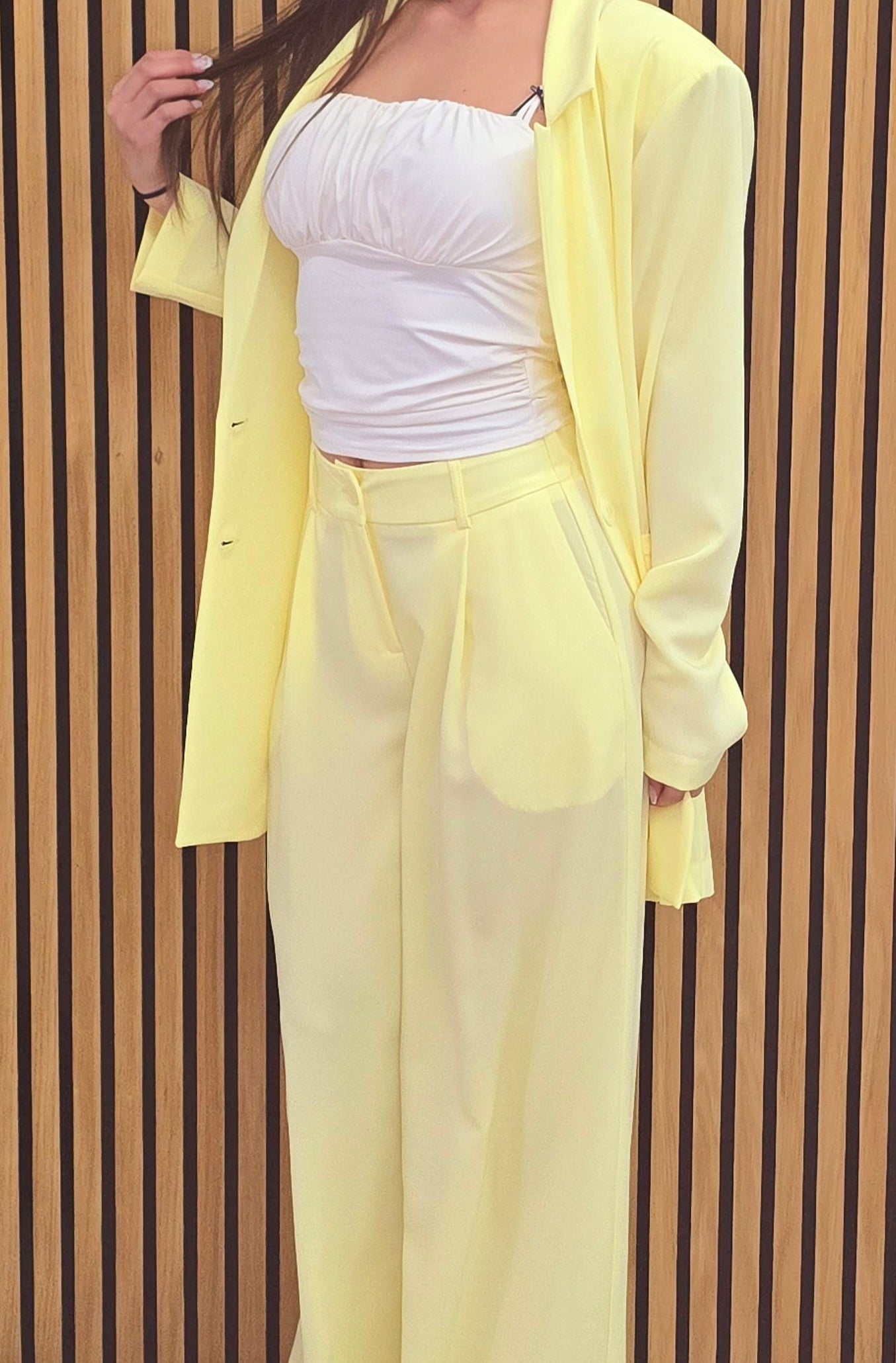 👉 completo Elegante Giallo Pastello