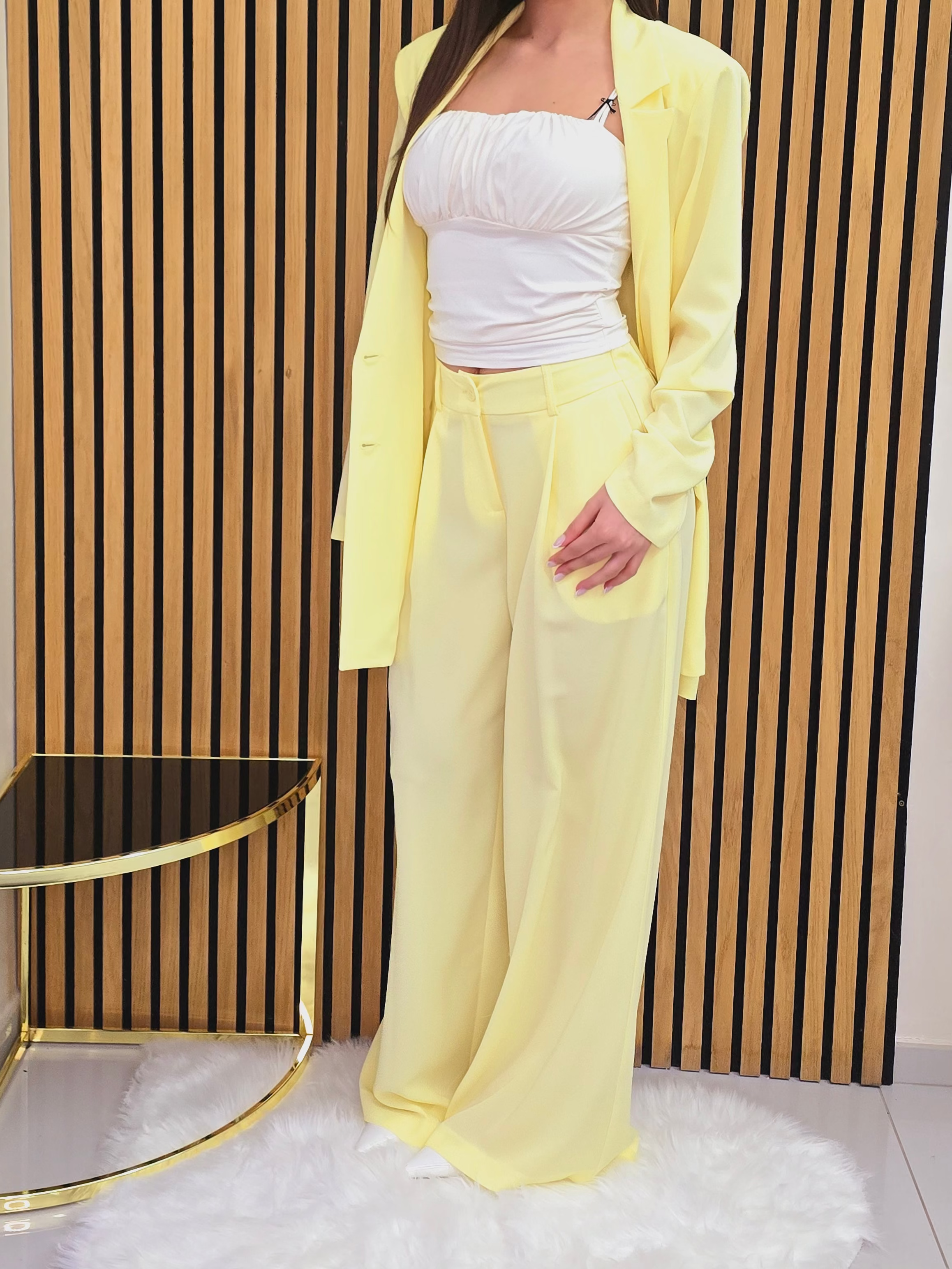 👉 completo Elegante Giallo Pastello