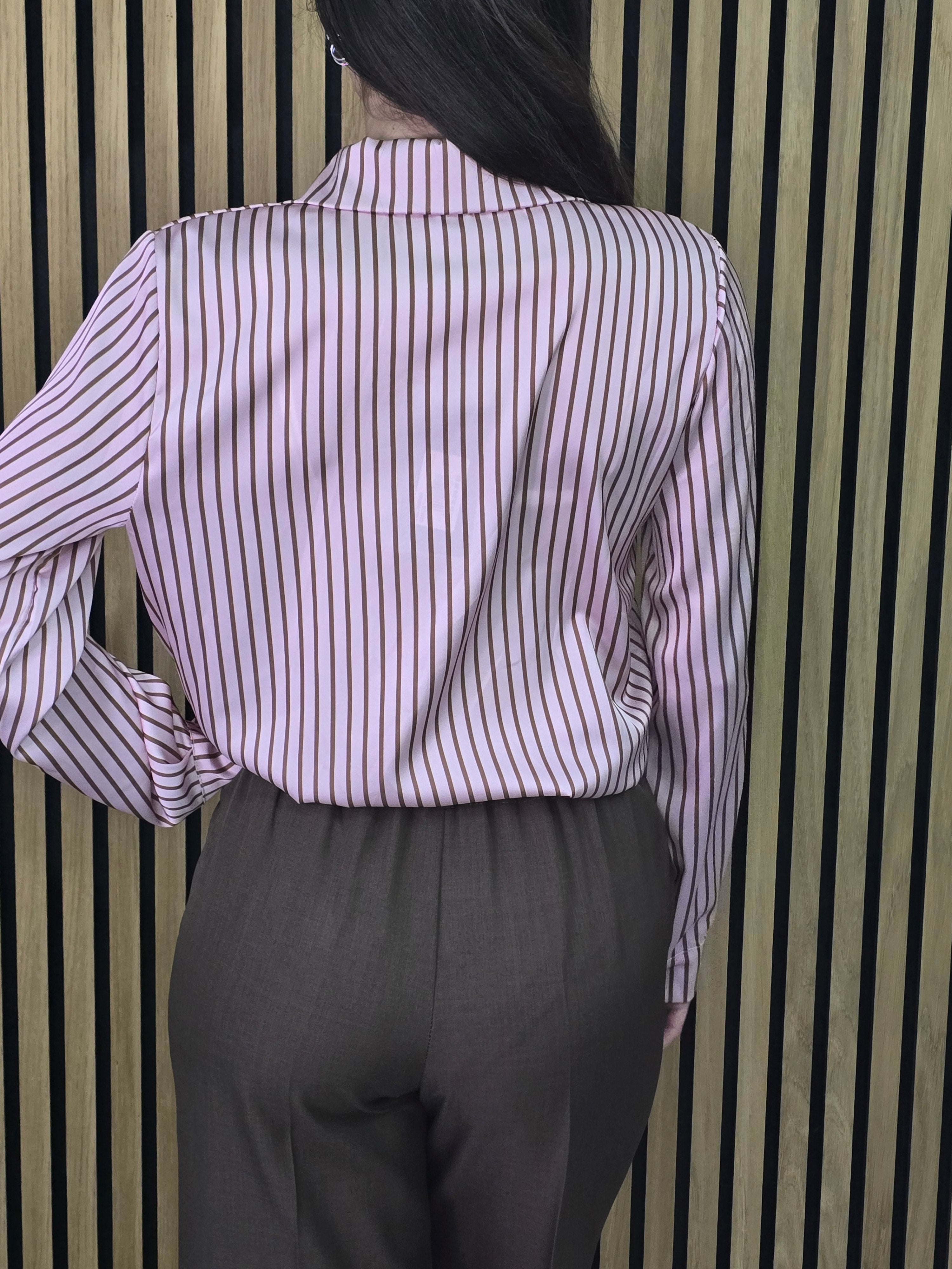 👉 Camicia Elegante a Righe in Satin – Rosa, Giallo, Celeste