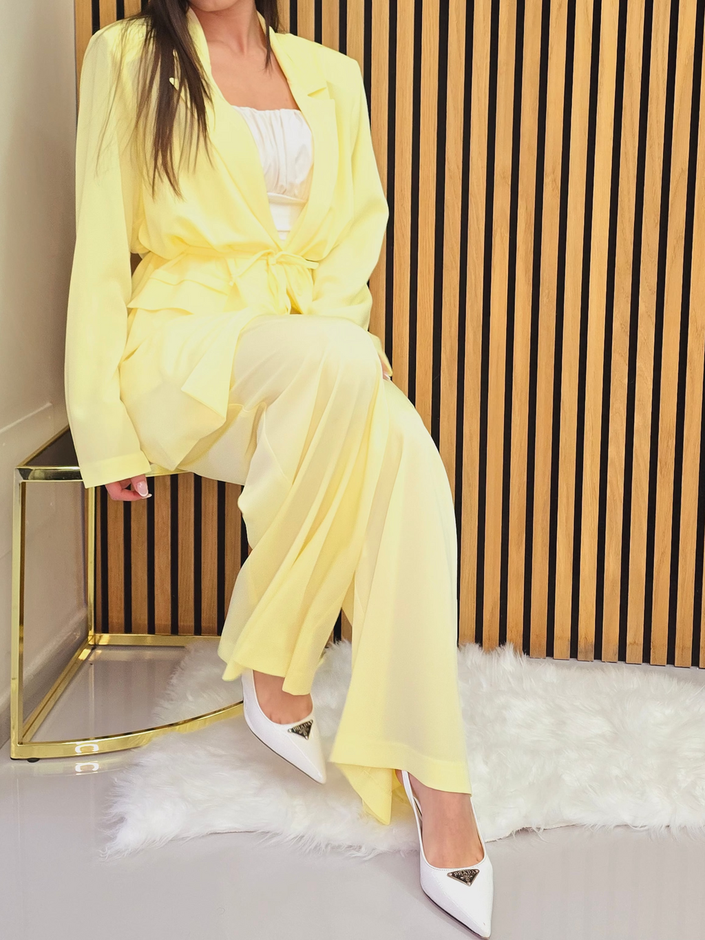 👉 completo Elegante Giallo Pastello