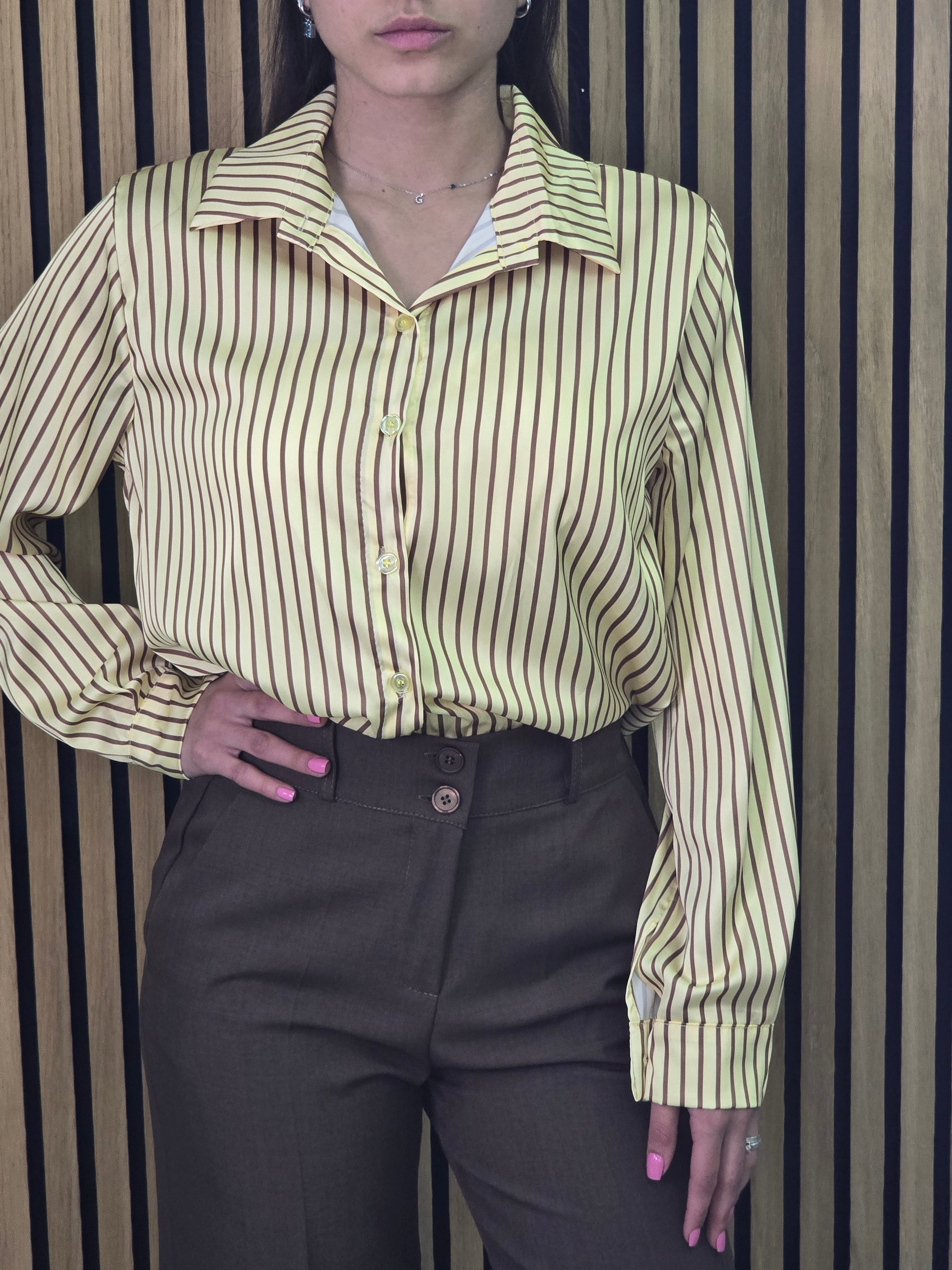 👉 Camicia Elegante a Righe in Satin – Rosa, Giallo, Celeste